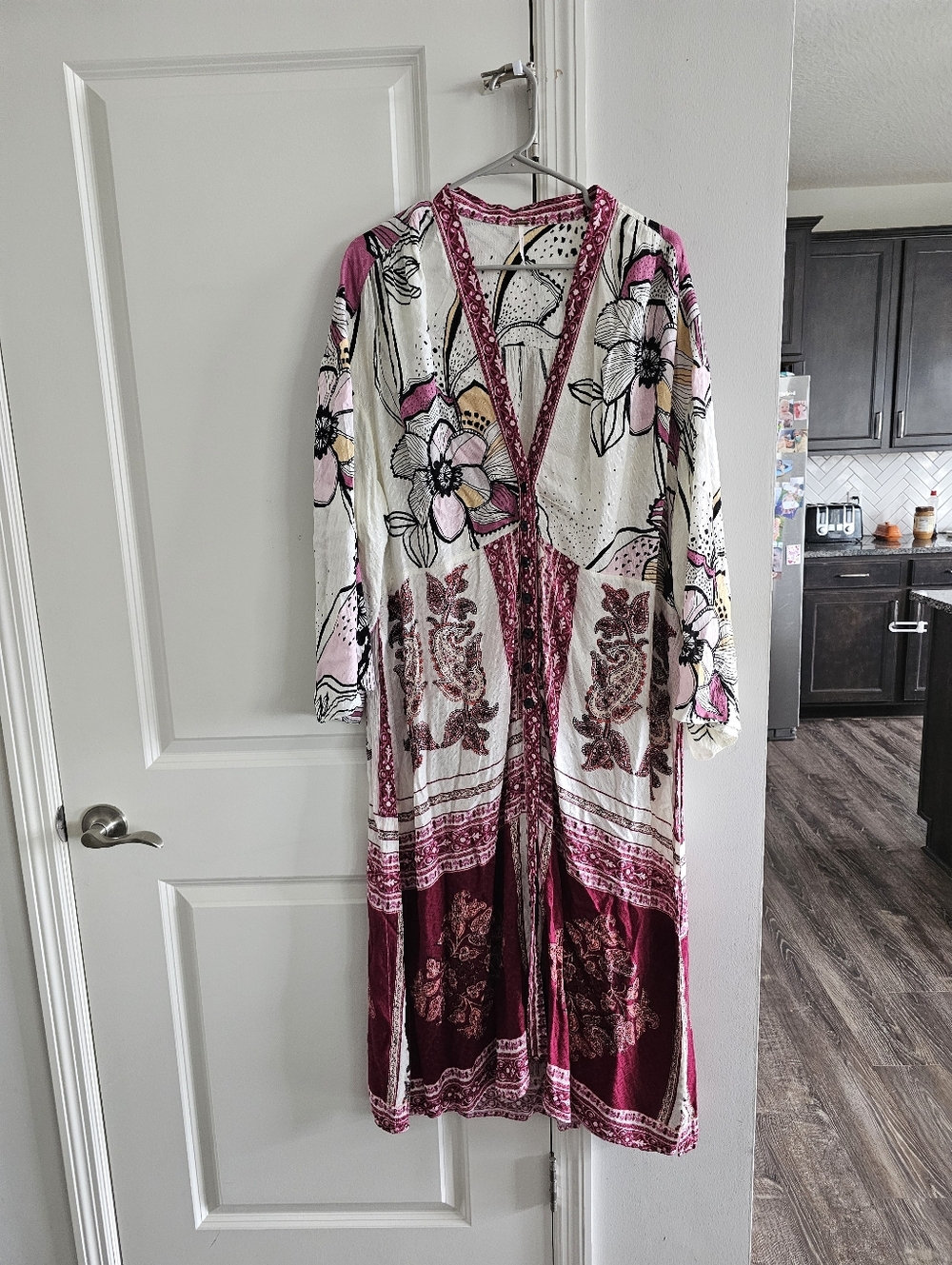 Free People C'est Moi Mixed Print Maxi Kimono - Picture 3 of 7